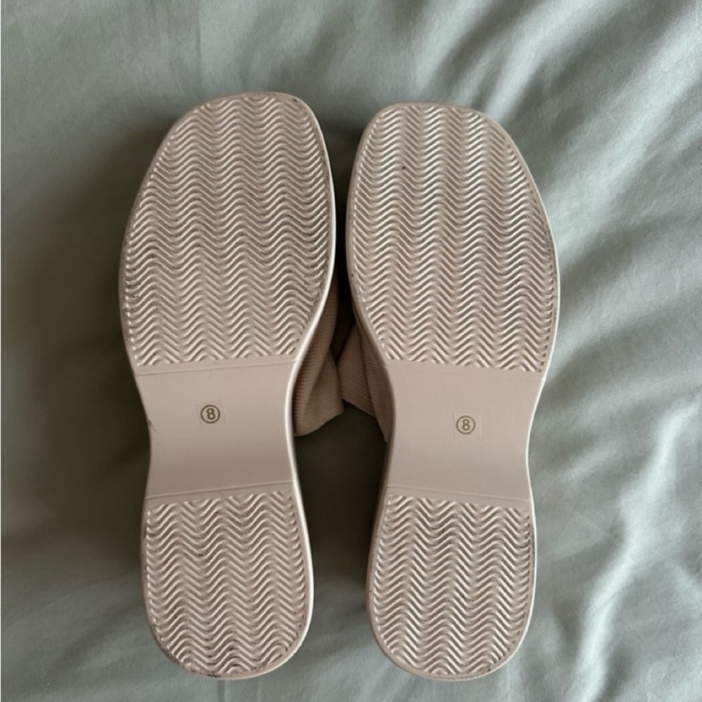 Beige Wedge Platform Slides - Picture 5 of 6